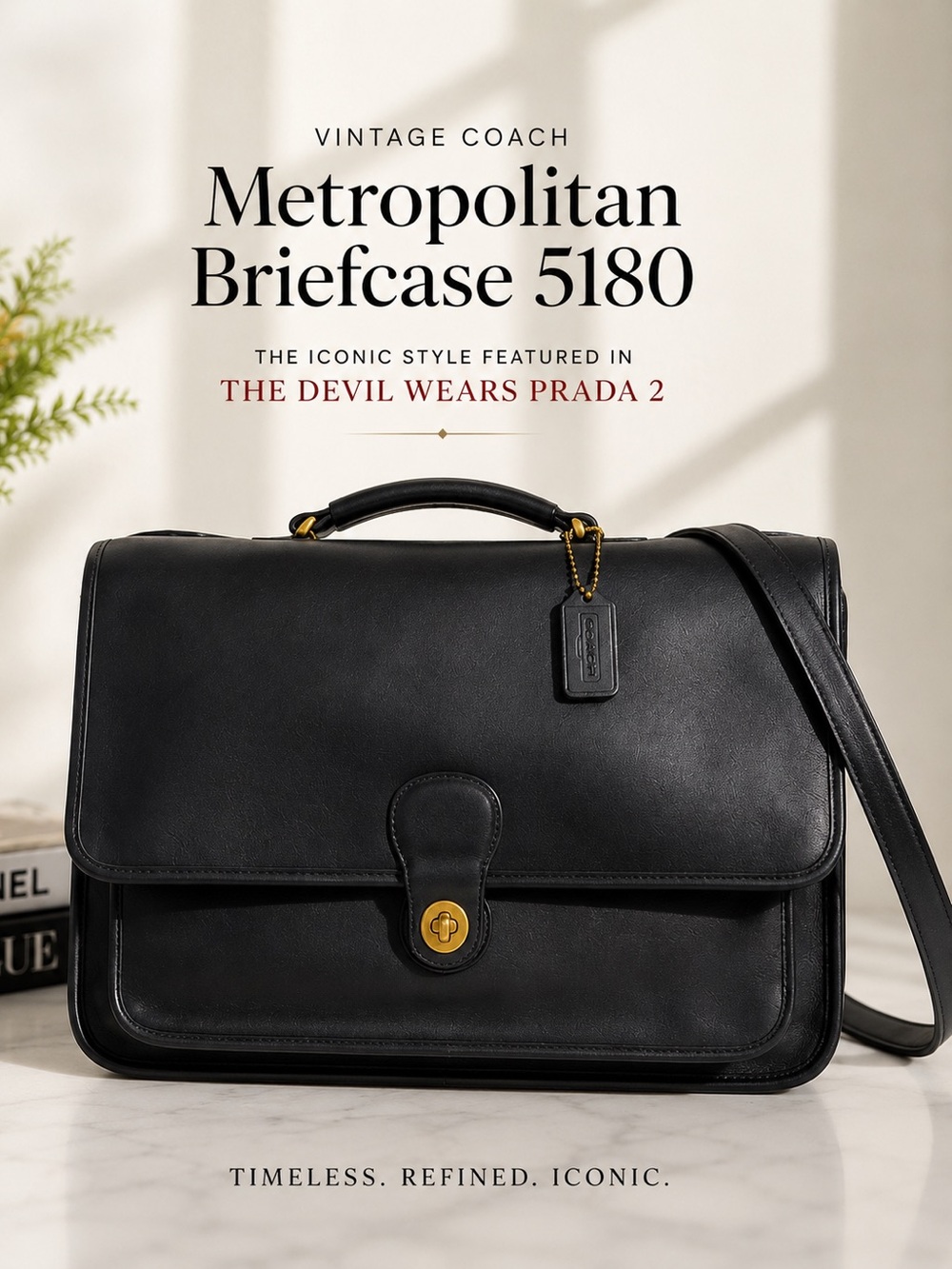 Vintage Coach Metropolitan Briefcase 5180 Black Leather Devil Wears Prada 2